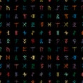 Seamless pattern with runes and runic alphabet